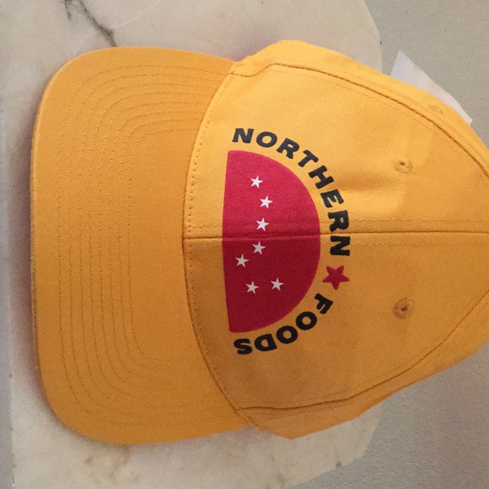 Northern Foods yellow hat, new with tags